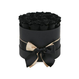 21 черная роза в шляпной коробке